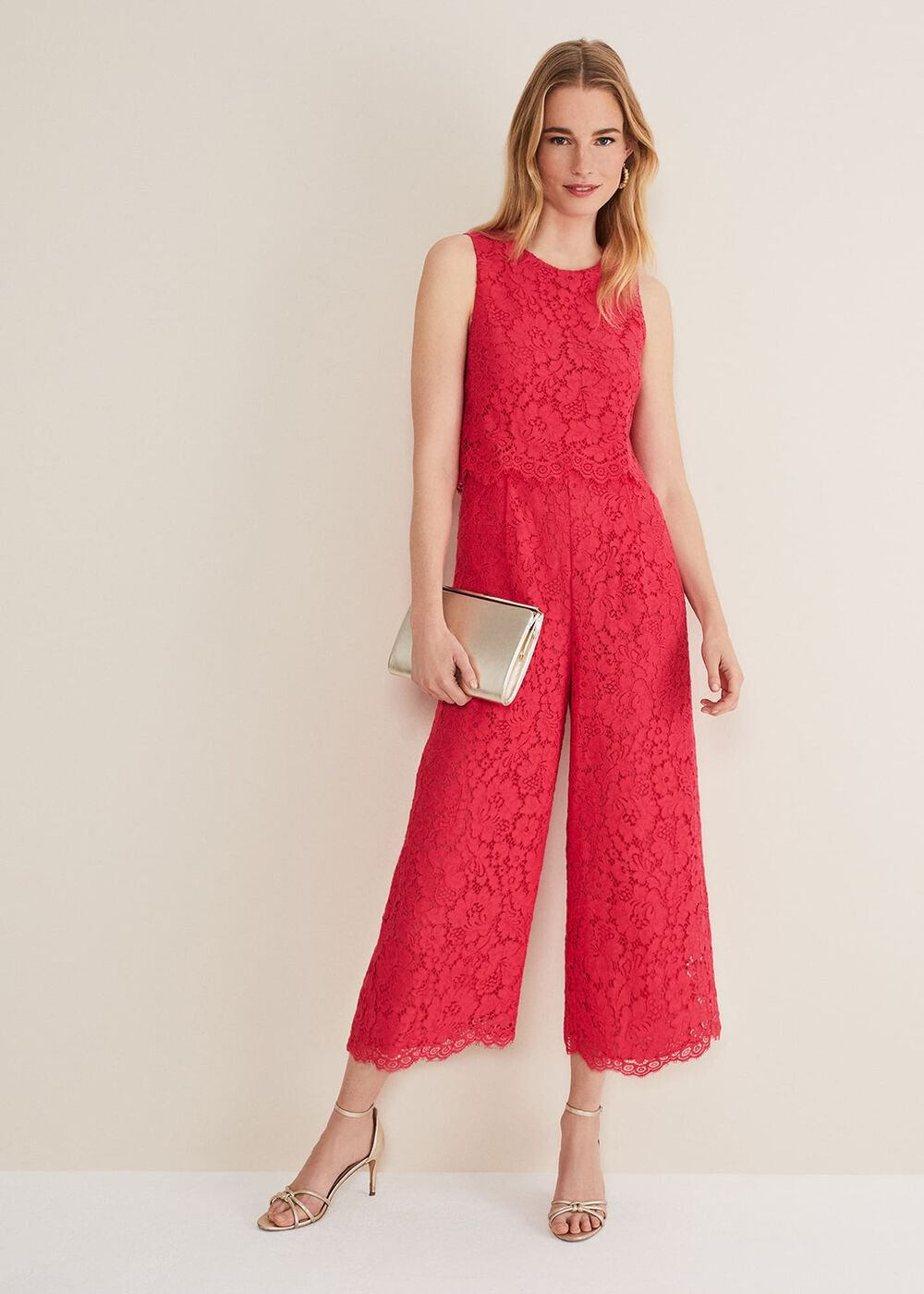 Dora Lace Jumpsuit - Raspberry