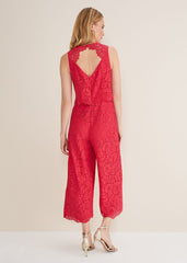 Dora Lace Jumpsuit - Raspberry