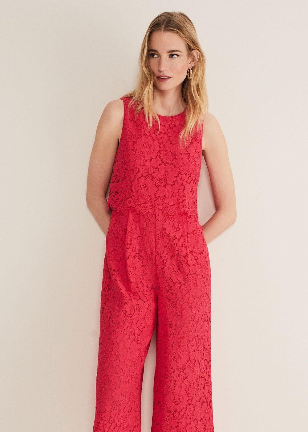 Dora Lace Jumpsuit - Raspberry