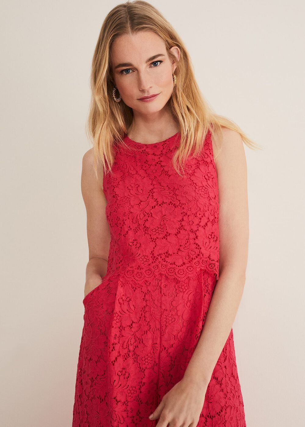 Dora Lace Jumpsuit - Raspberry