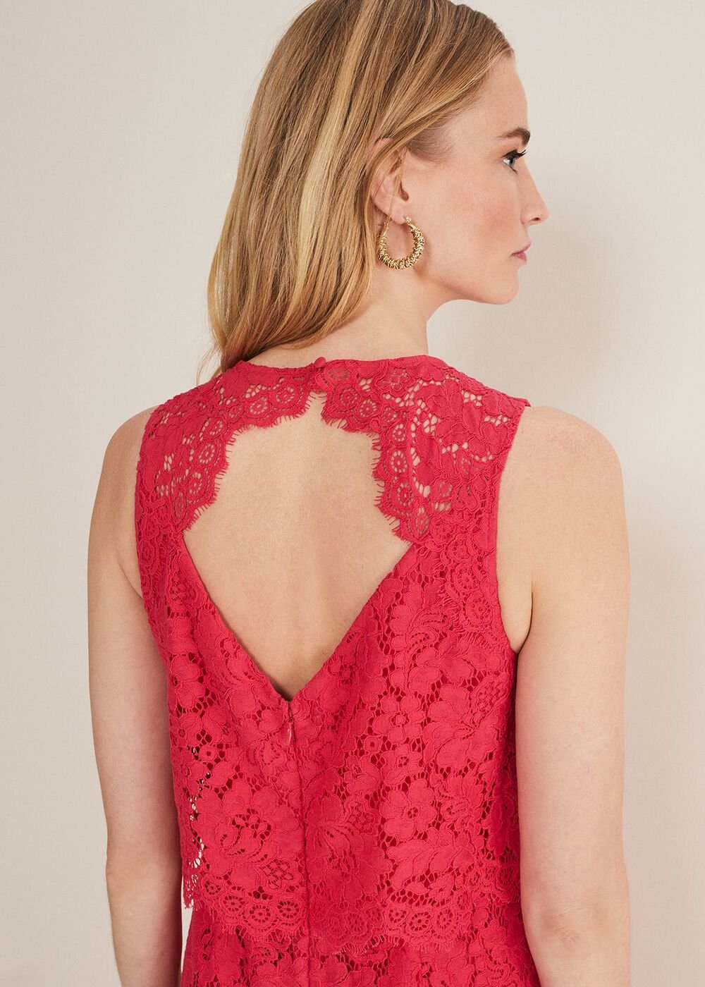 Dora Lace Jumpsuit - Raspberry