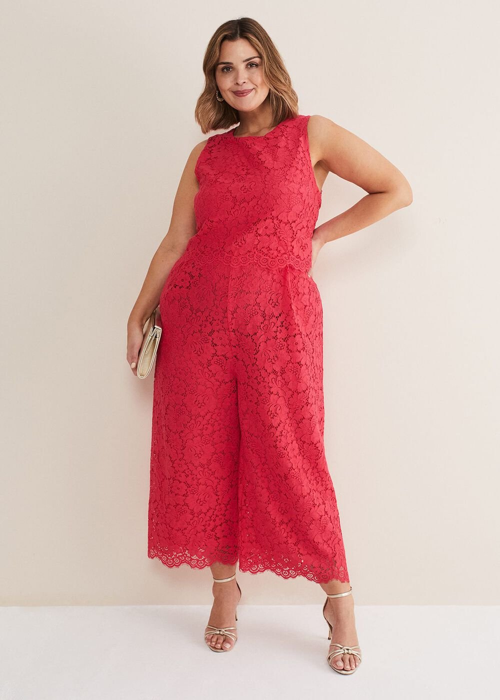 Dora Lace Jumpsuit - Raspberry