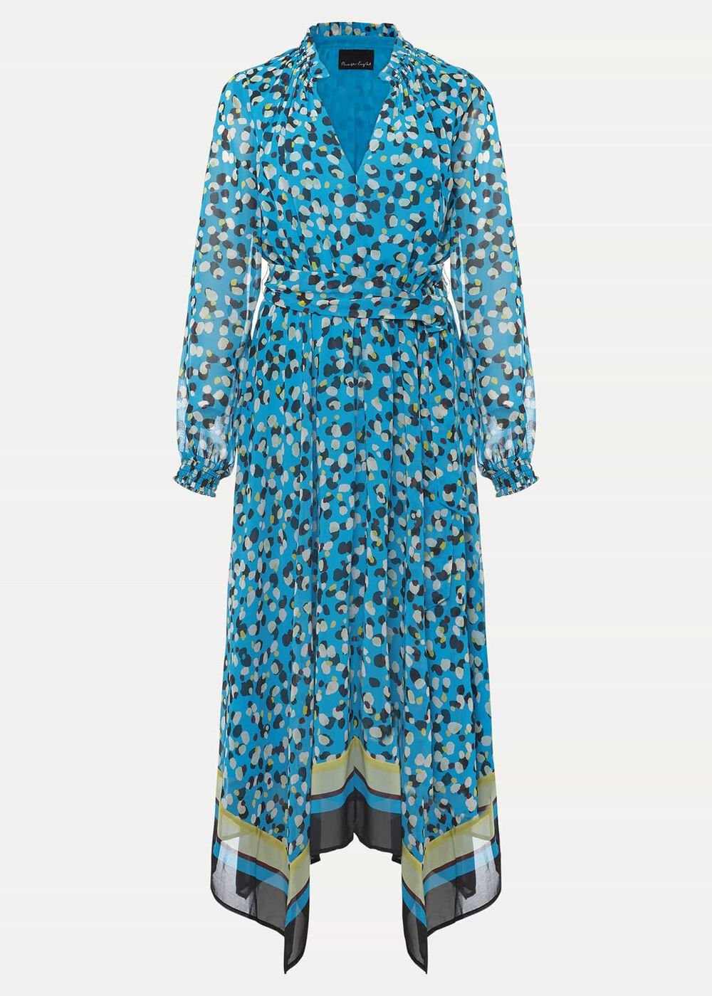 Juno Border Hem Midi Dress - Blue/Multi