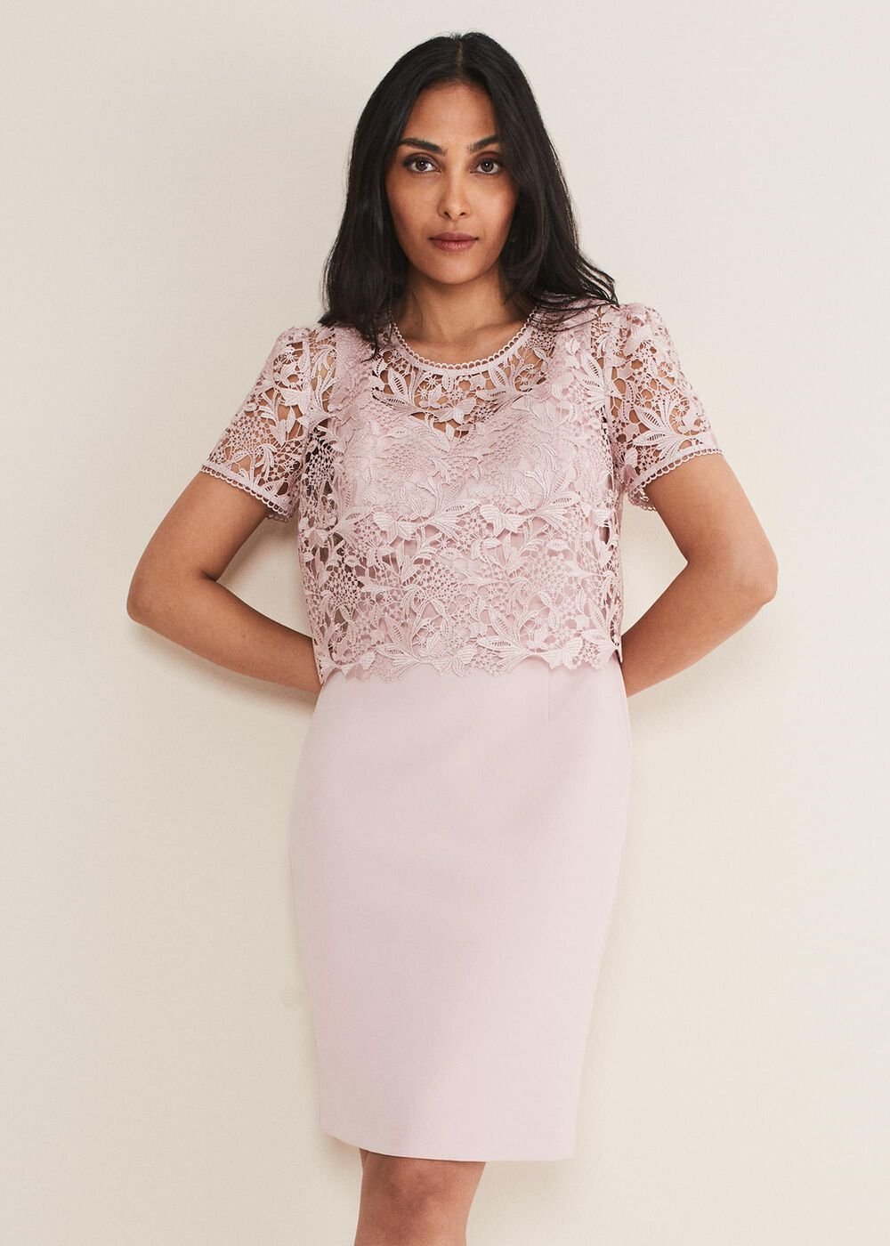 Petite Isabella Lace Midi Dress - Antique Rose