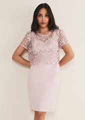 Petite Isabella Lace Midi Dress - Antique Rose
