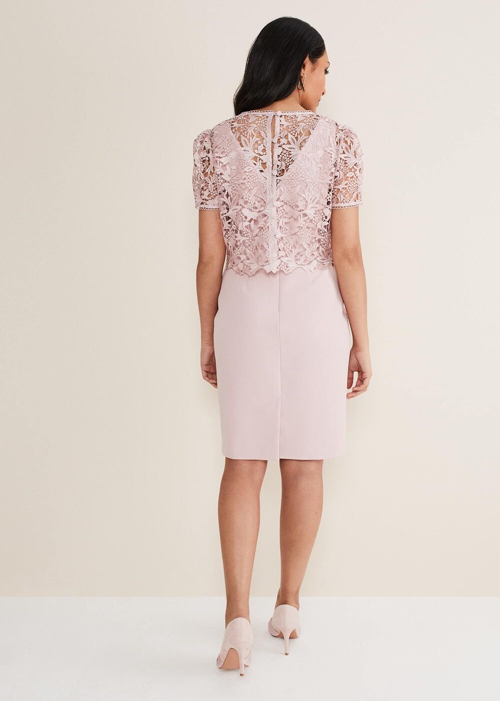 Petite Isabella Lace Midi Dress - Antique Rose