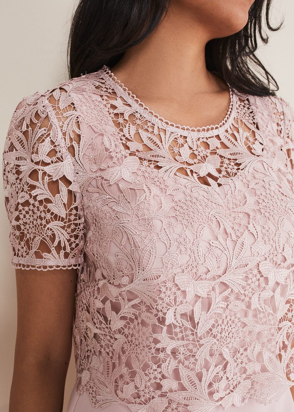 Petite Isabella Lace Midi Dress - Antique Rose