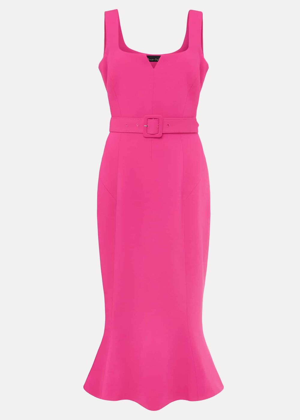 Adria Pink Fitted Midi Dress - Hot Pink