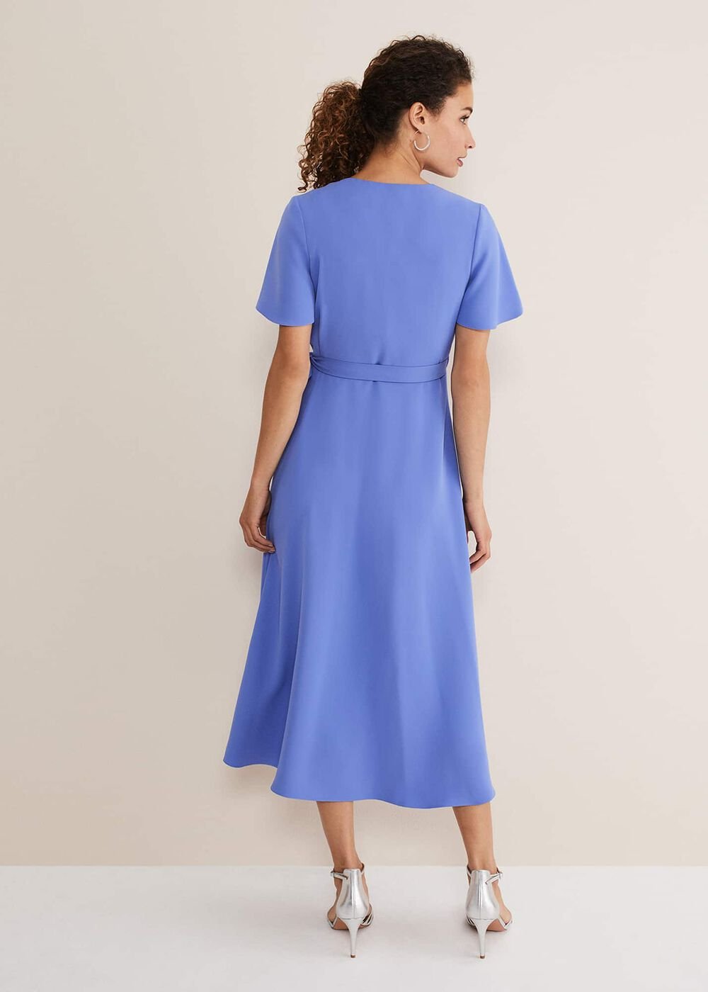 Julissa Ruffle Wrap Midi Dress - Foxglove Blue