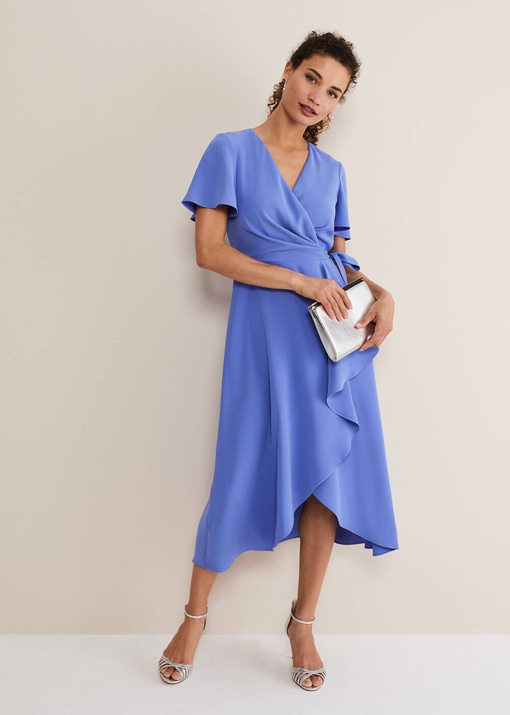 Julissa Ruffle Wrap Midi Dress - Foxglove Blue