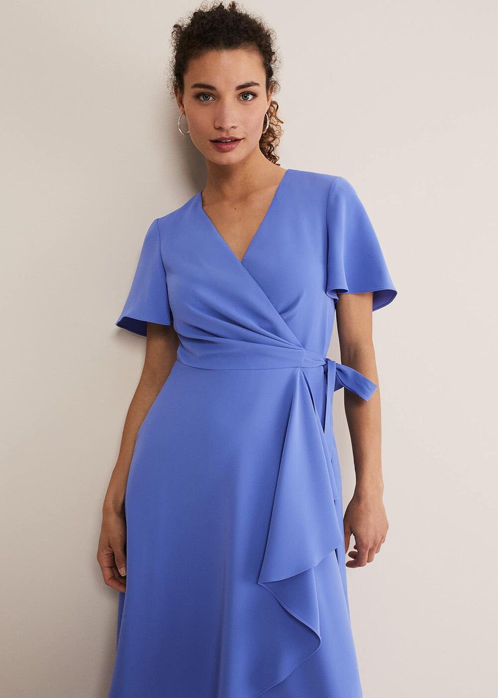 Julissa Ruffle Wrap Midi Dress - Foxglove Blue