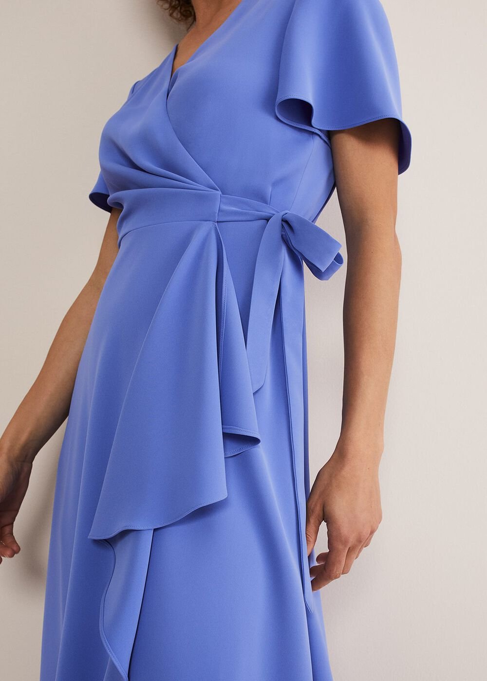 Julissa Ruffle Wrap Midi Dress - Foxglove Blue