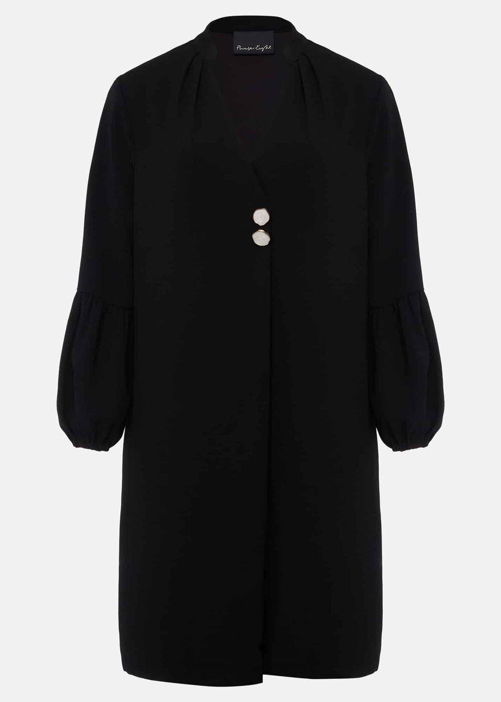 Black Tunic Dress with Statement Buttons - Black