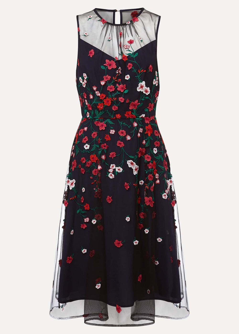 Sloane Mesh Ditsy Floral Dress - Navy/Multi