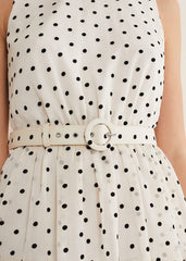 Rita Polka Dot Ruffle Midi Dress - Black/White