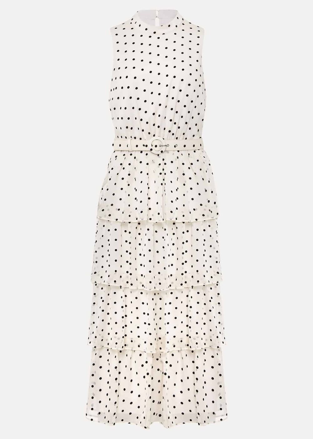 Rita Polka Dot Ruffle Midi Dress - Black/White