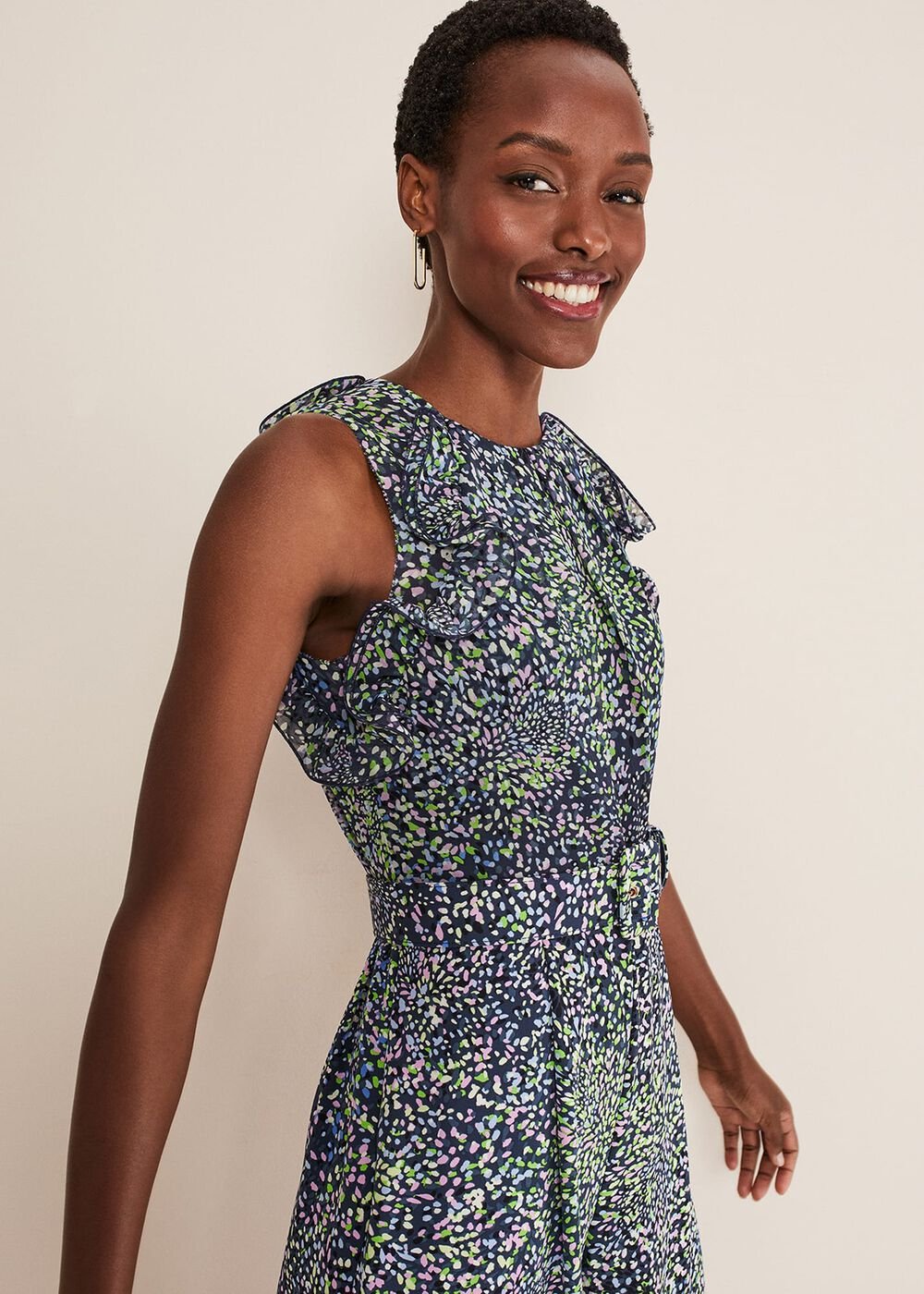 Maggie Ditsy Ruffle Jumpsuit - Navy/Multi