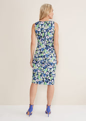 Loretta Printed Scuba Dress - French Navy / Multi
