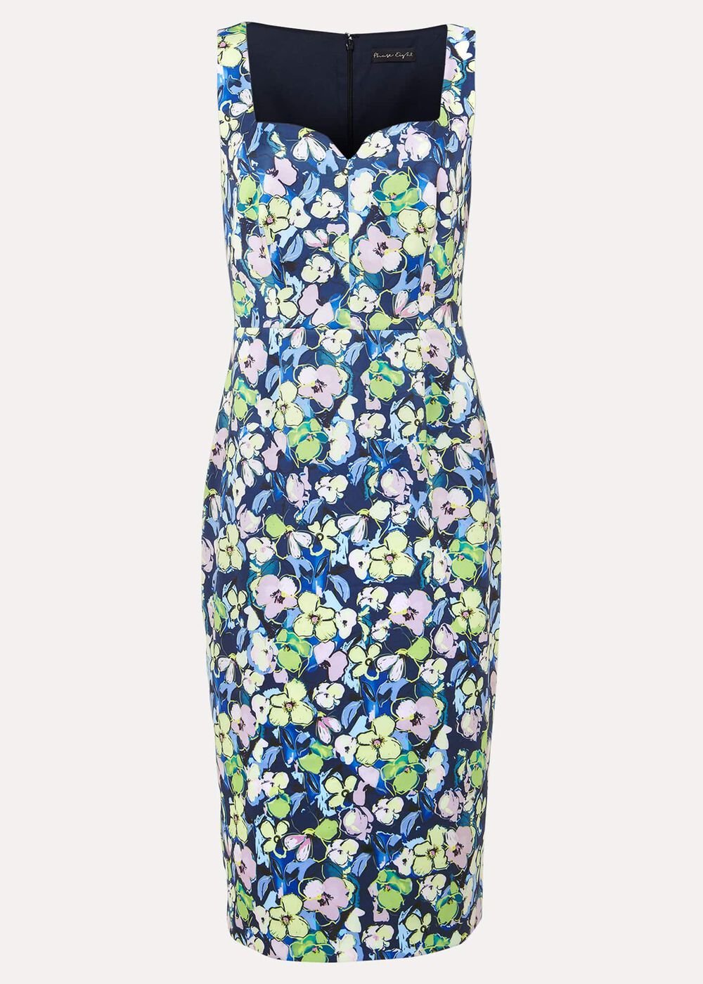 Loretta Printed Scuba Dress - French Navy / Multi