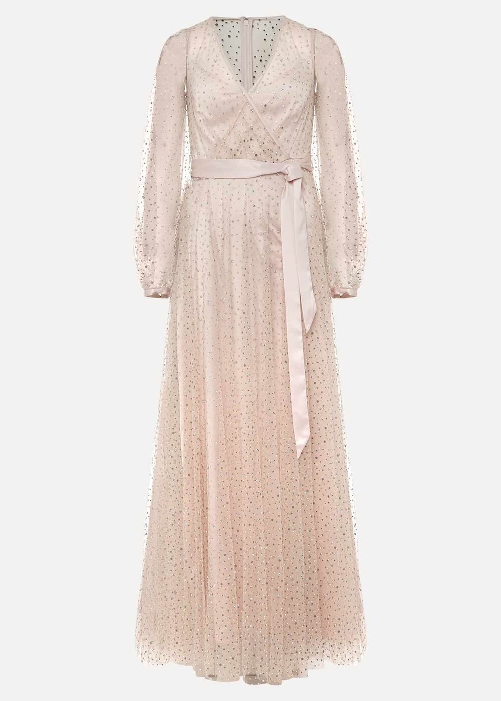 Ashley Embellished Sheer Maxi Dress - Champagne