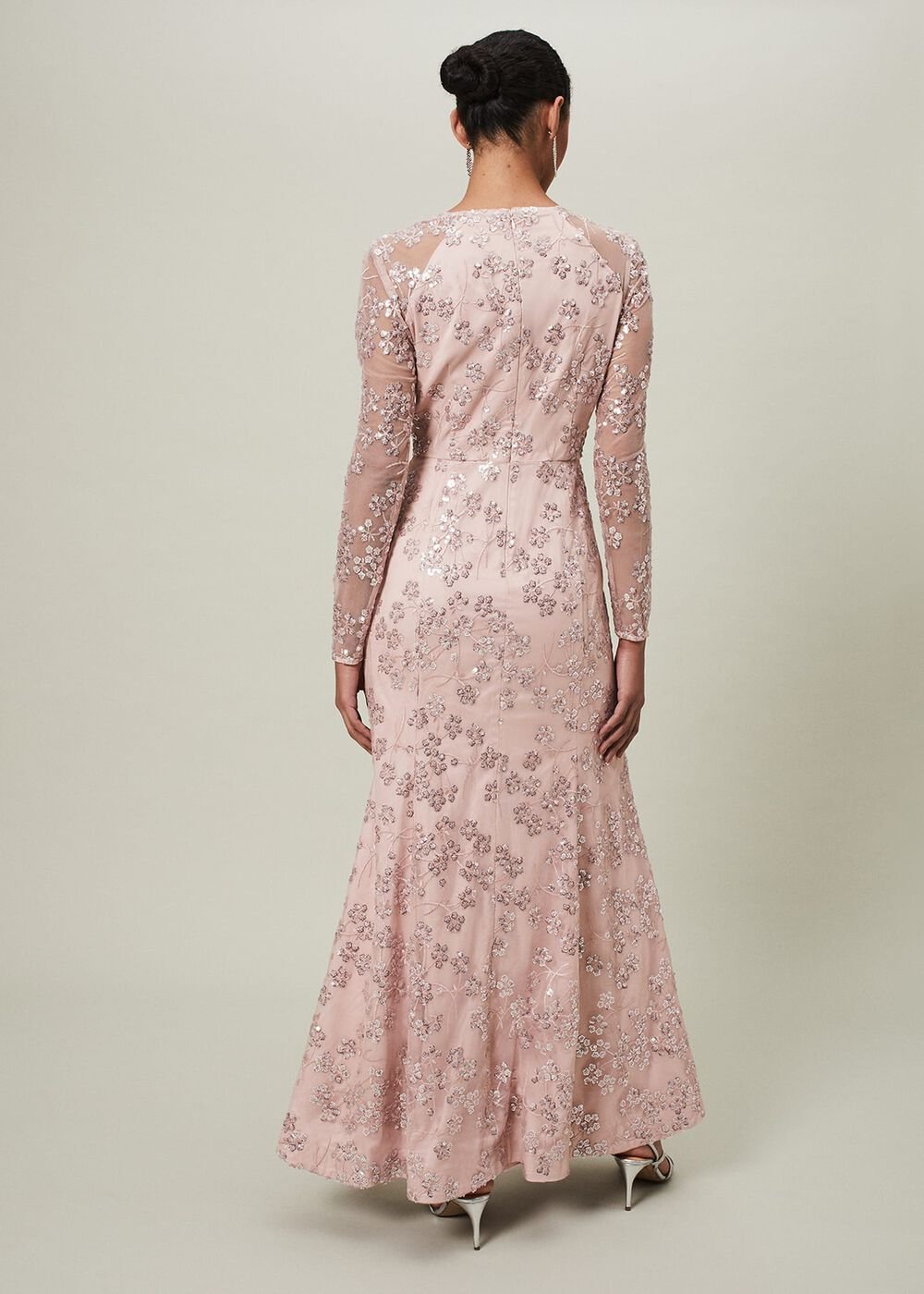 Natalya Sequin Floral Maxi Dress - Pink