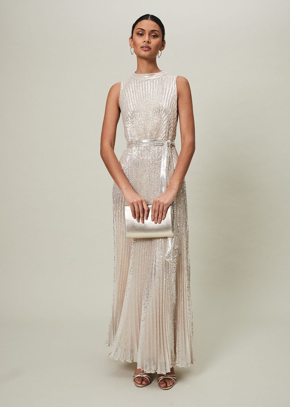 Simara Sequin Maxi Dress - soft gold