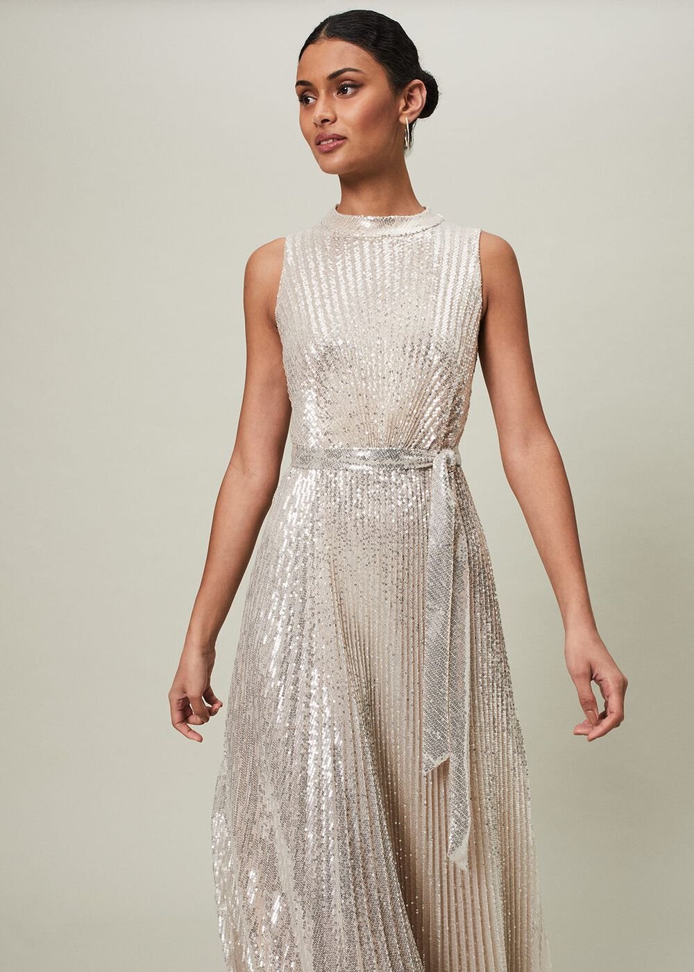 Simara Sequin Maxi Dress - soft gold