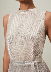 Simara Sequin Maxi Dress - soft gold