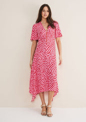 Darcie Heart Midi Dress - Pink/Red