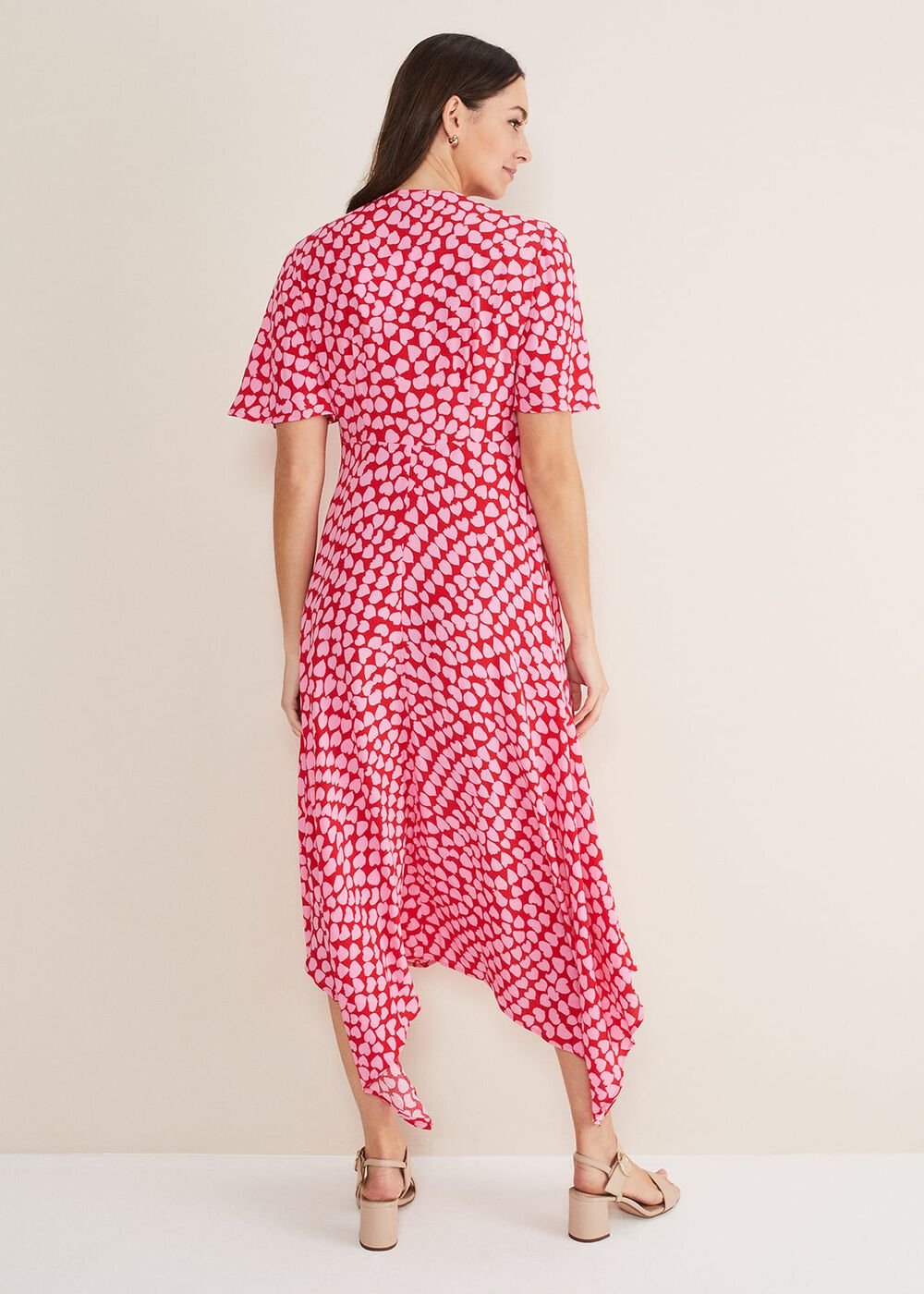 Darcie Heart Midi Dress - Pink/Red
