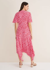 Darcie Heart Midi Dress - Pink/Red