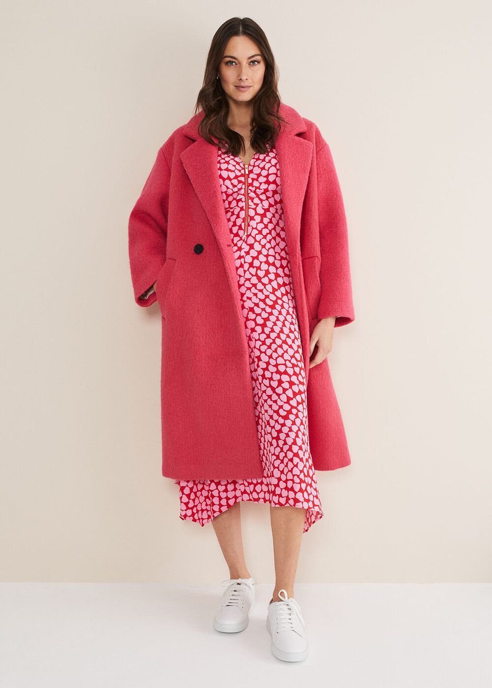 Darcie Heart Midi Dress - Pink/Red
