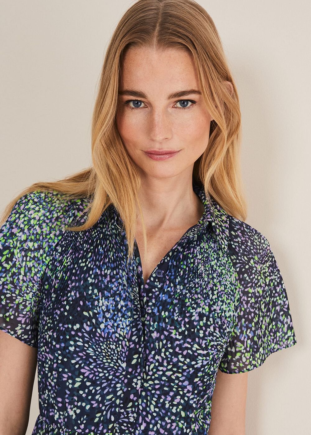 Navy Ditzy Print Wrap Midi Dress - Navy/Multi