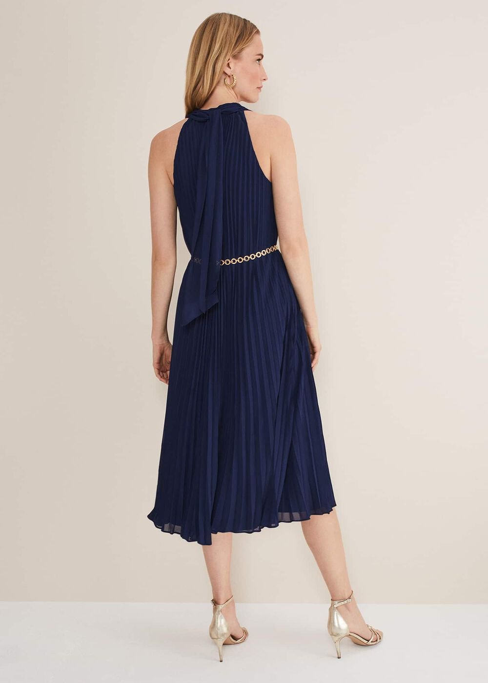 Tabitha Pleated Midi Dress - French Navy