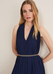 Tabitha Pleated Midi Dress - French Navy