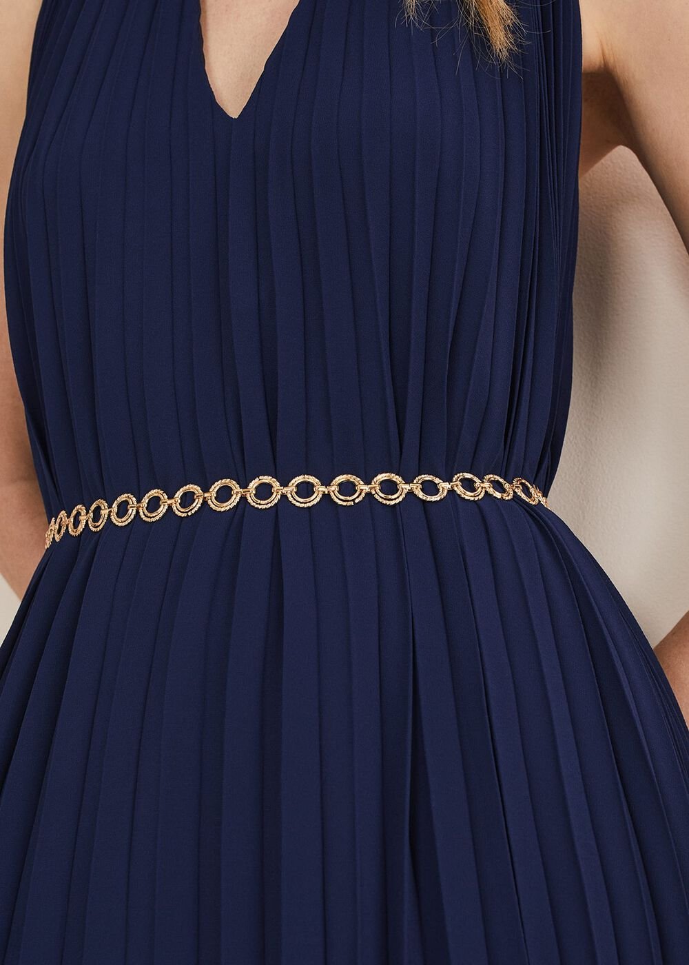 Tabitha Pleated Midi Dress - French Navy