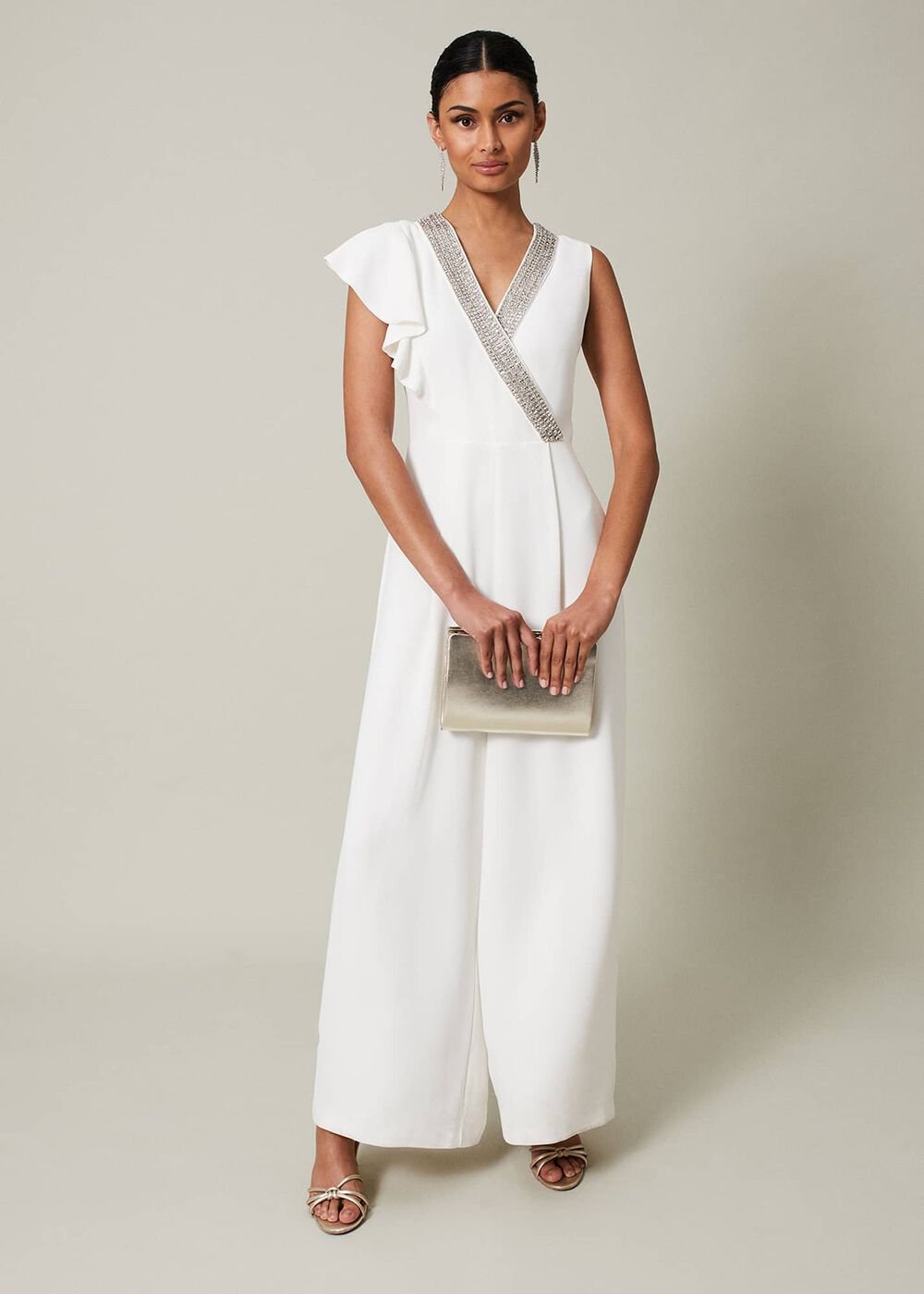 Alexis White Beaded Jumpsuit - White