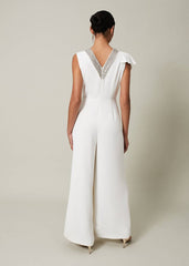 Alexis White Beaded Jumpsuit - White