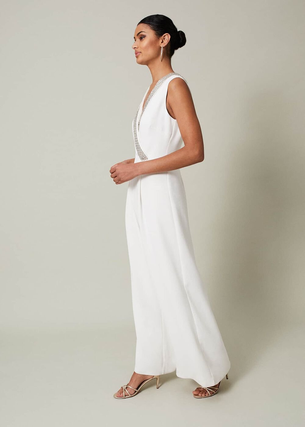 Alexis White Beaded Jumpsuit - White