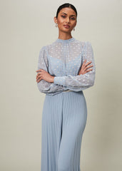 Charley Pleated Jumpsuit - Soft Blue