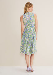 Simara Daisy Pleated Midi Dress - Multi-Coloured