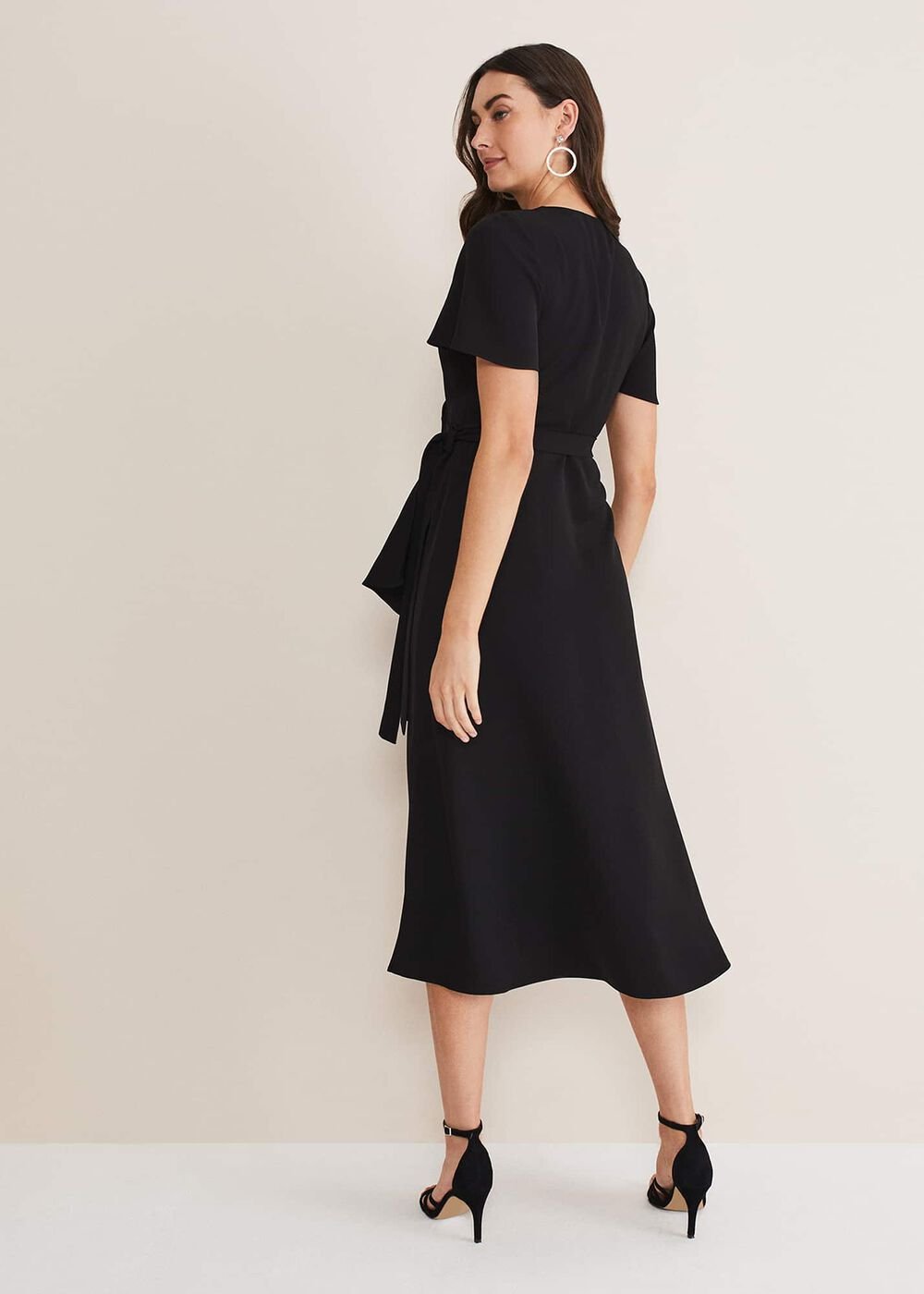 Black Asymmetric Wrap Dress - Black