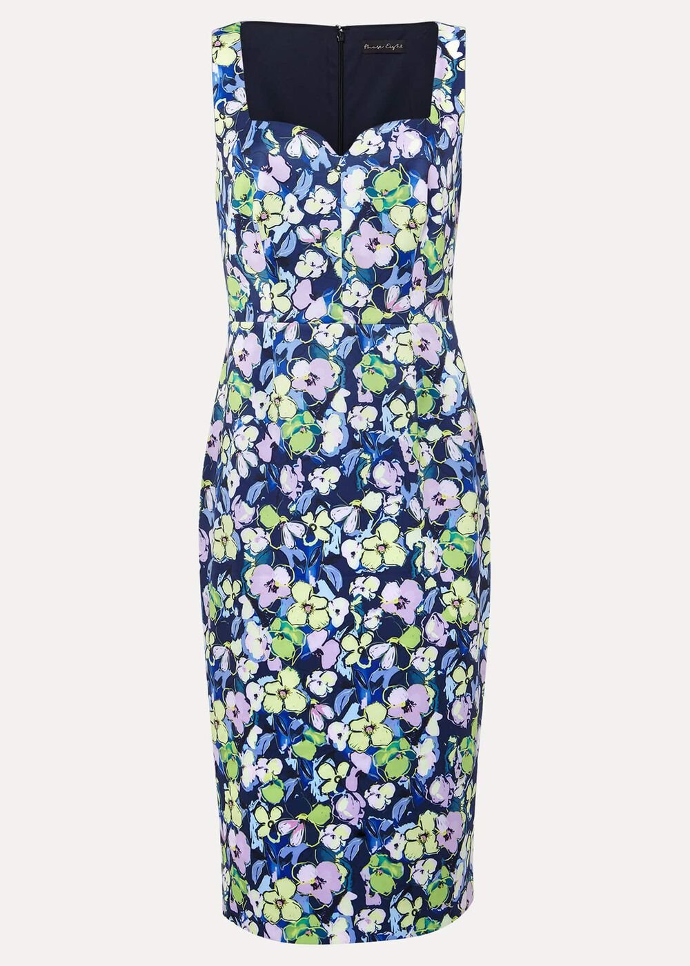 Petite Loretta Printed Scuba Dress - French Navy / Multi