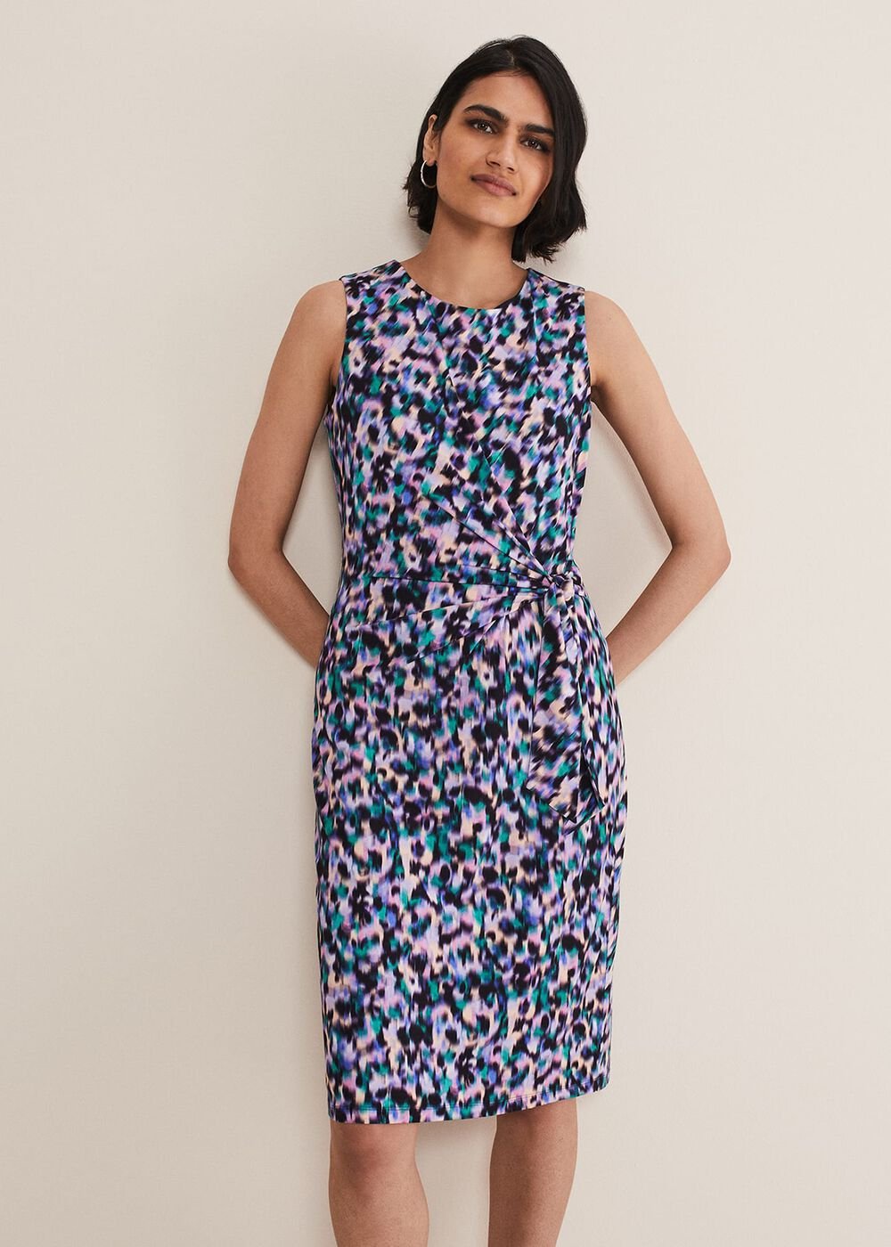 Sasha Side Tie Jersey Dress - Multi-Coloured