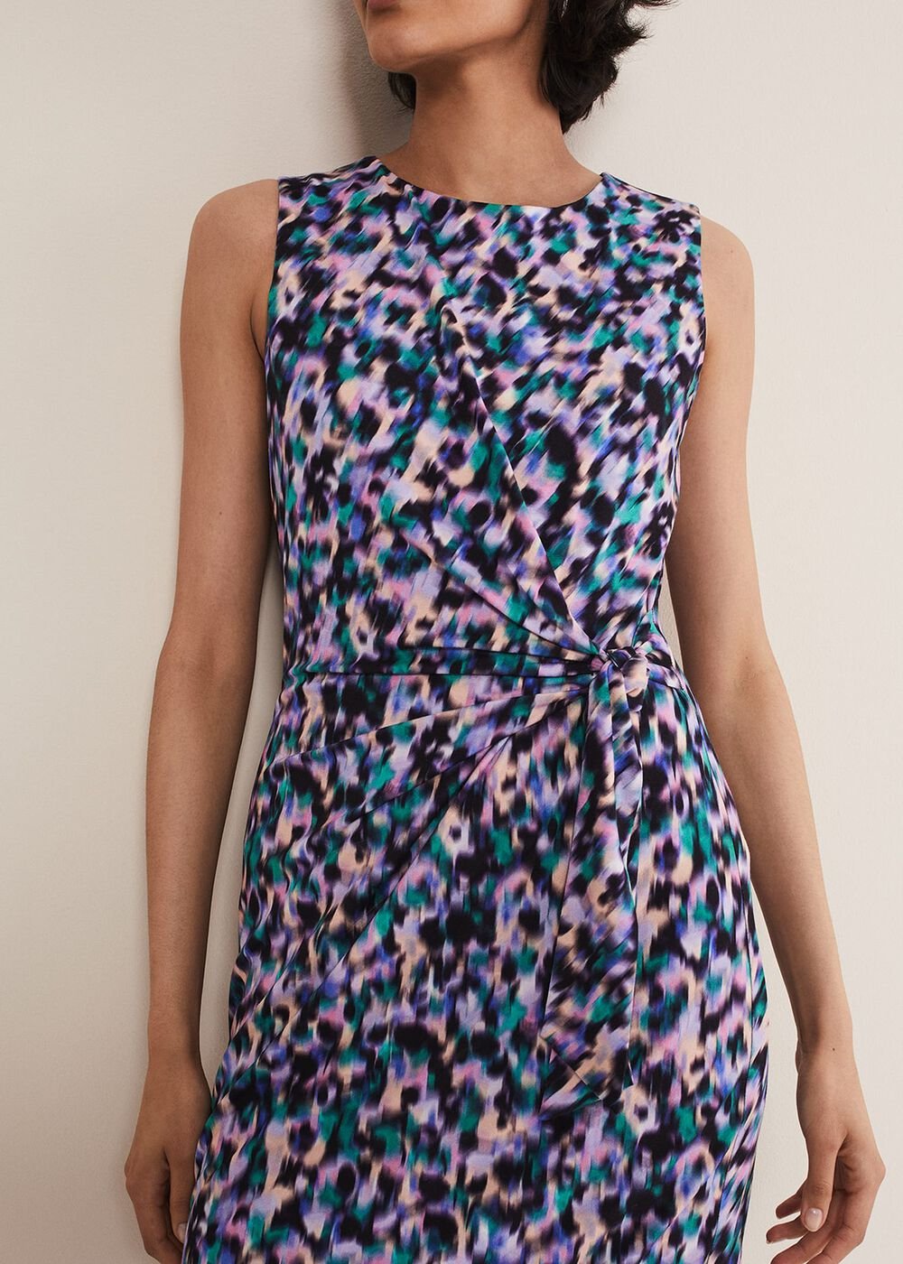 Sasha Side Tie Jersey Dress - Multi-Coloured