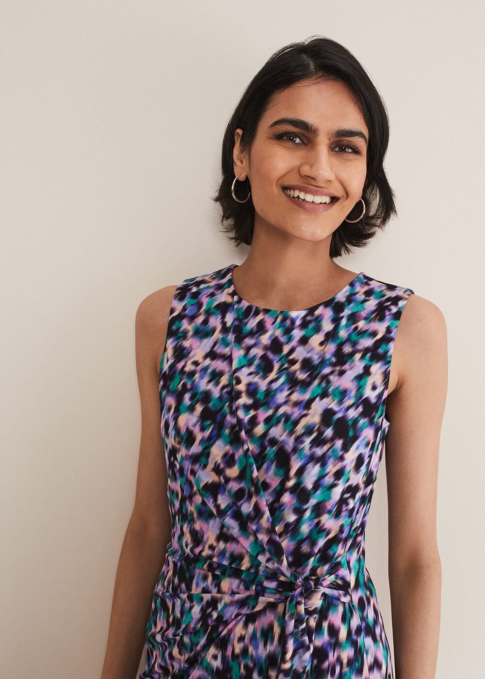 Sasha Side Tie Jersey Dress - Multi-Coloured