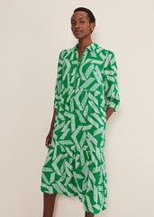 Penele Abstract Midi Dress - Green