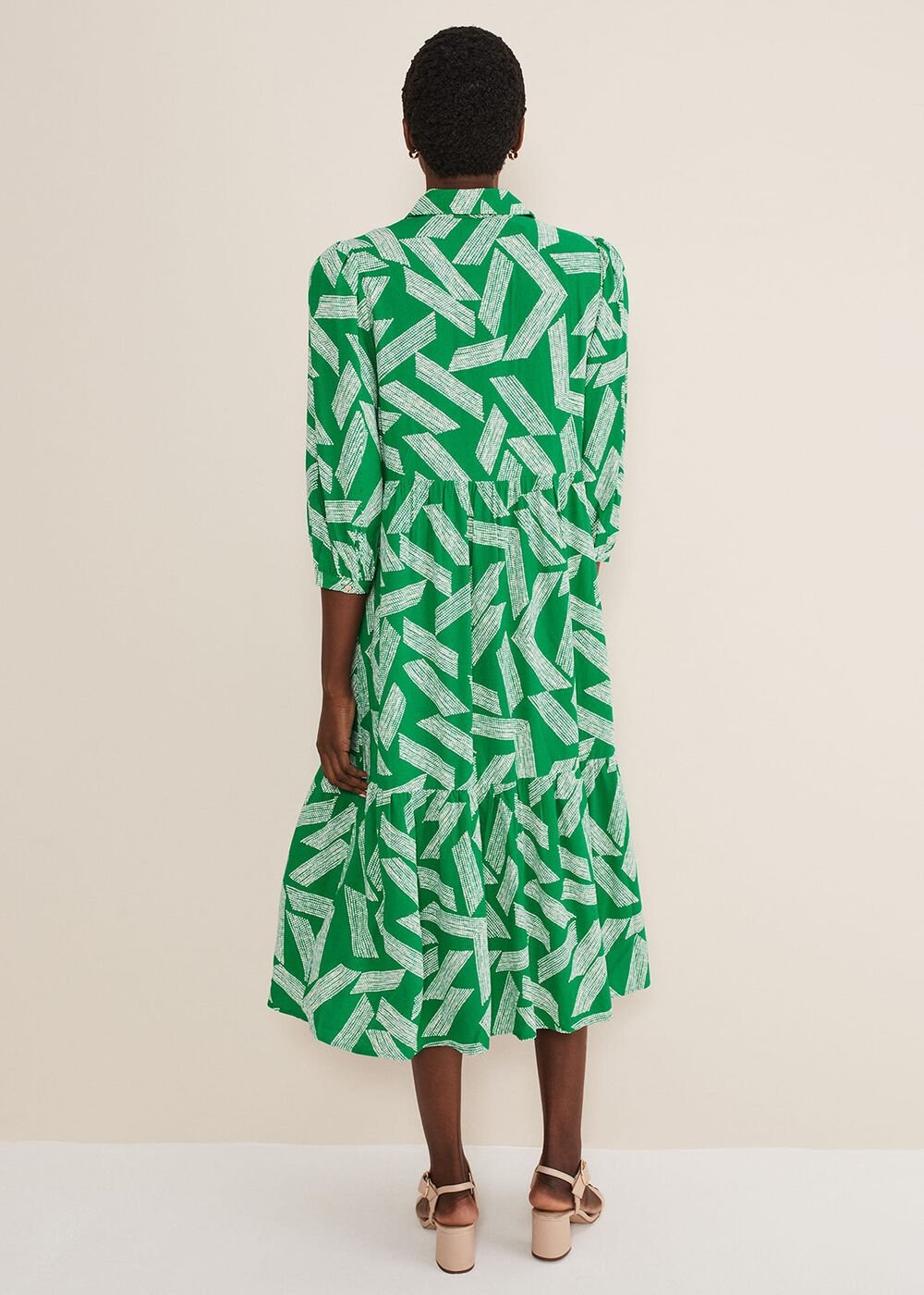 Penele Abstract Midi Dress - Green
