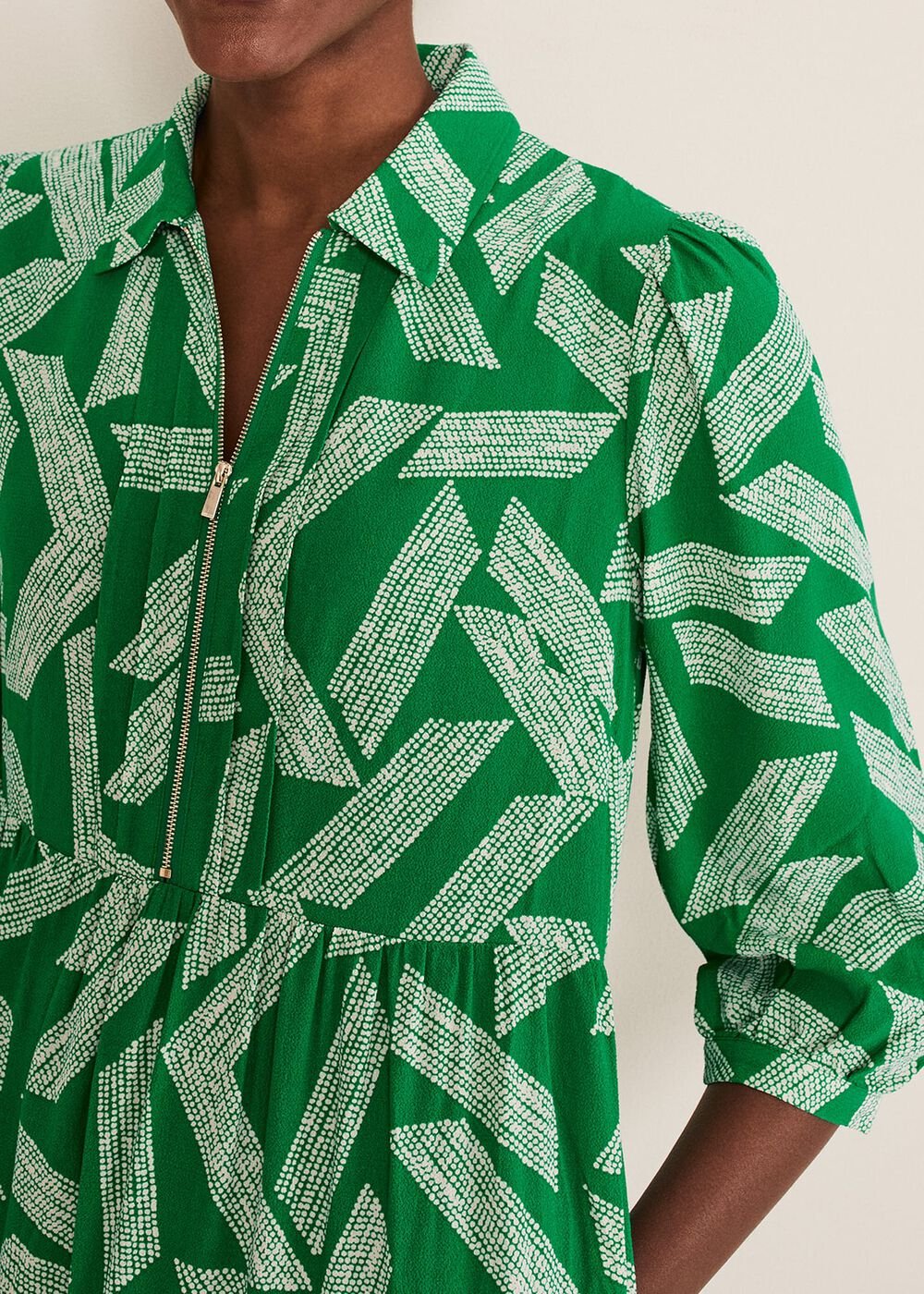 Penele Abstract Midi Dress - Green