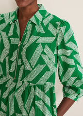 Penele Abstract Midi Dress - Green